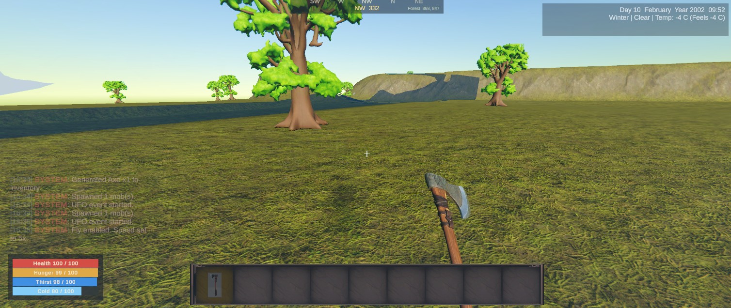First-person Worldis exploration across an open procedural landscape